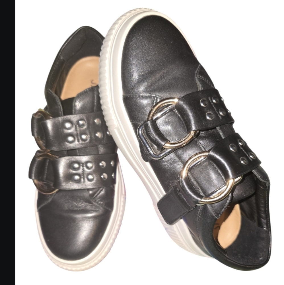 J/Slides Women's Waldo Studded Buckled Platform Sneakers Velcro Straps Size 5